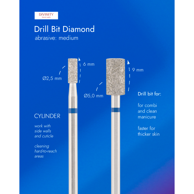 Divinity Diamond Cylinder Bit Blue Ø5.0 mm – L 9.0 mm