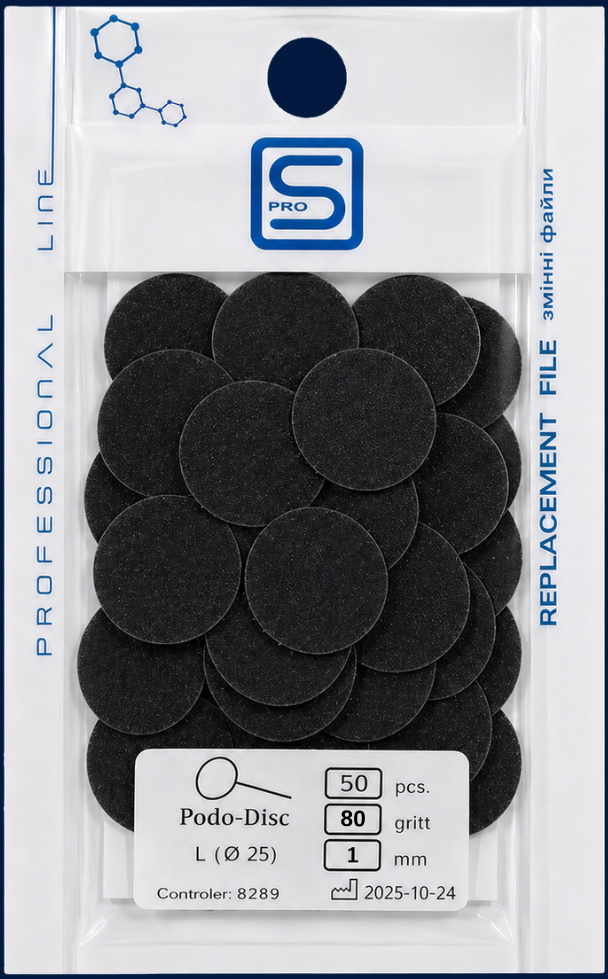 ProSteril Replacement File for the Podo-Disc 50pcs Ø 25 mm (1 mm) 80 grit 50pcs