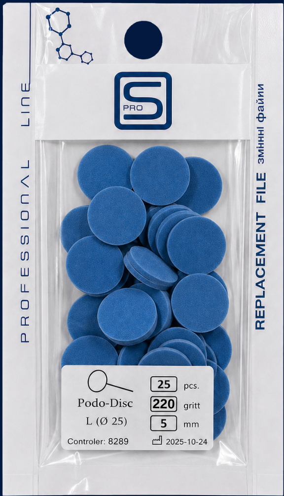 ProSteril Replacement File SPONGE for the Podo-Disc Ø 25 mm (5 mm) 220 grit 25pcs