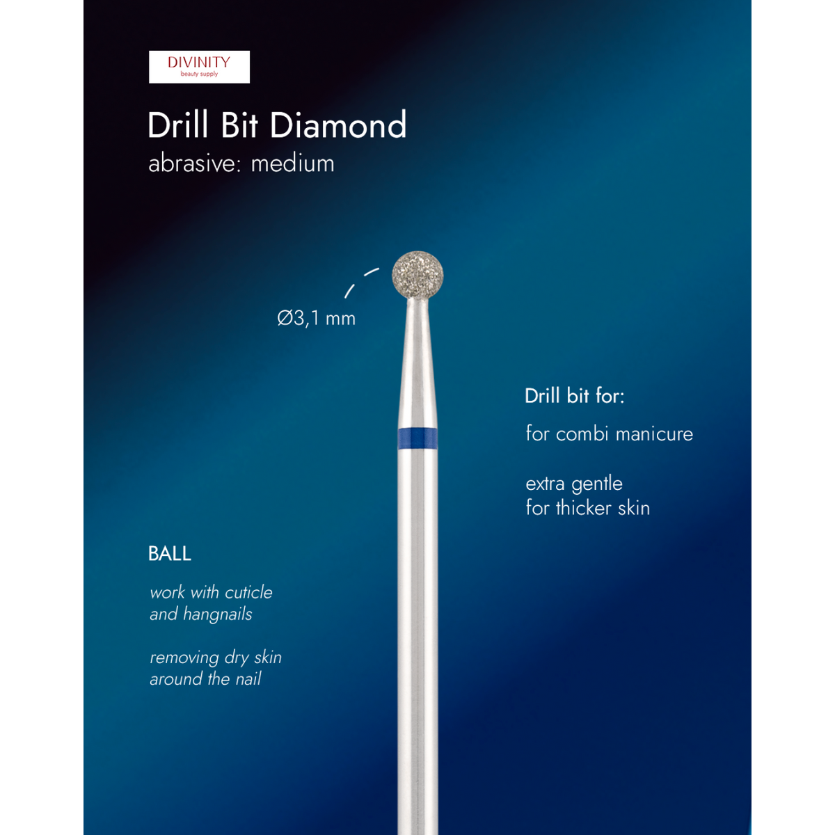 Divinity Diamond Ball Bit Blue Ø3.1 mm