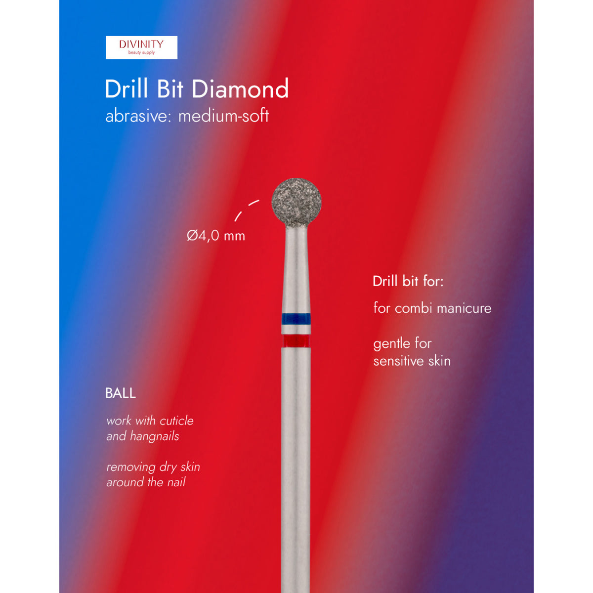 Φρέζα Διαμαντιού Divinity Ball Blue-Red Ø4,0 mm