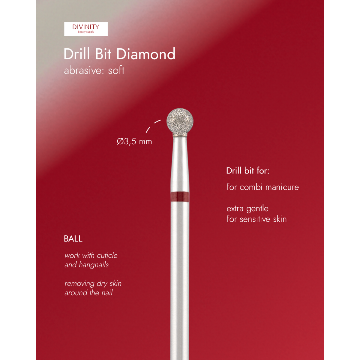 Φρέζα Διαμαντιού Divinity Ball Red Ø3,5 mm