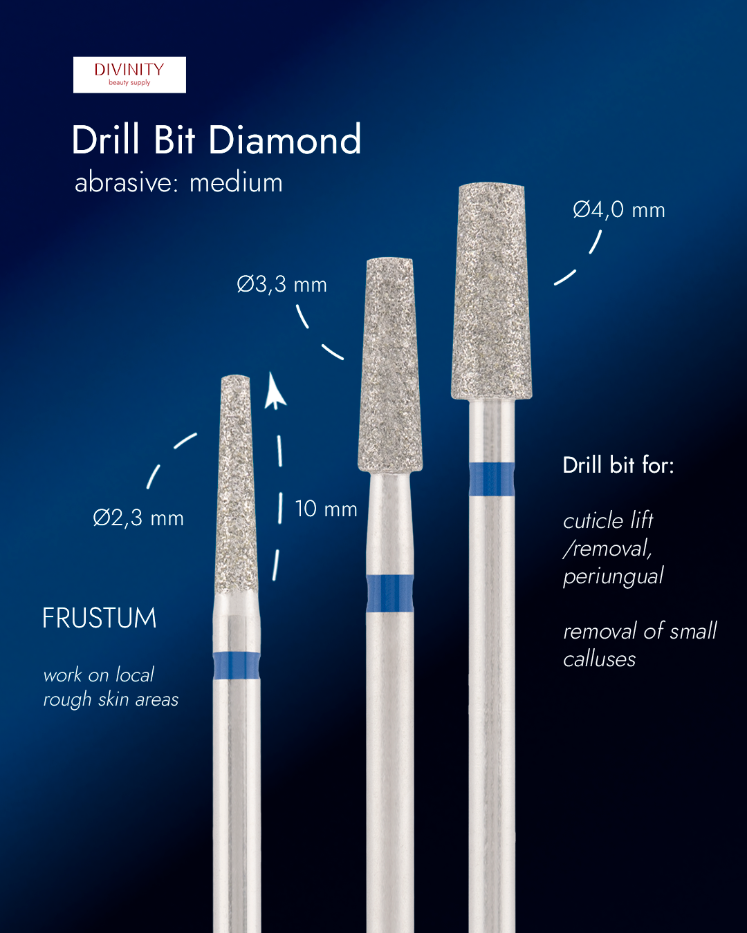 Φρέζα Διαμαντιού Divinity "Frustum" Blue Ø2,3 mm – L 10,0 mm