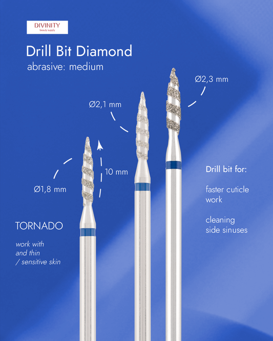 Divinity  Diamond bit "tornado" blue, L- 10,0 mm., Ø2,3 mm.