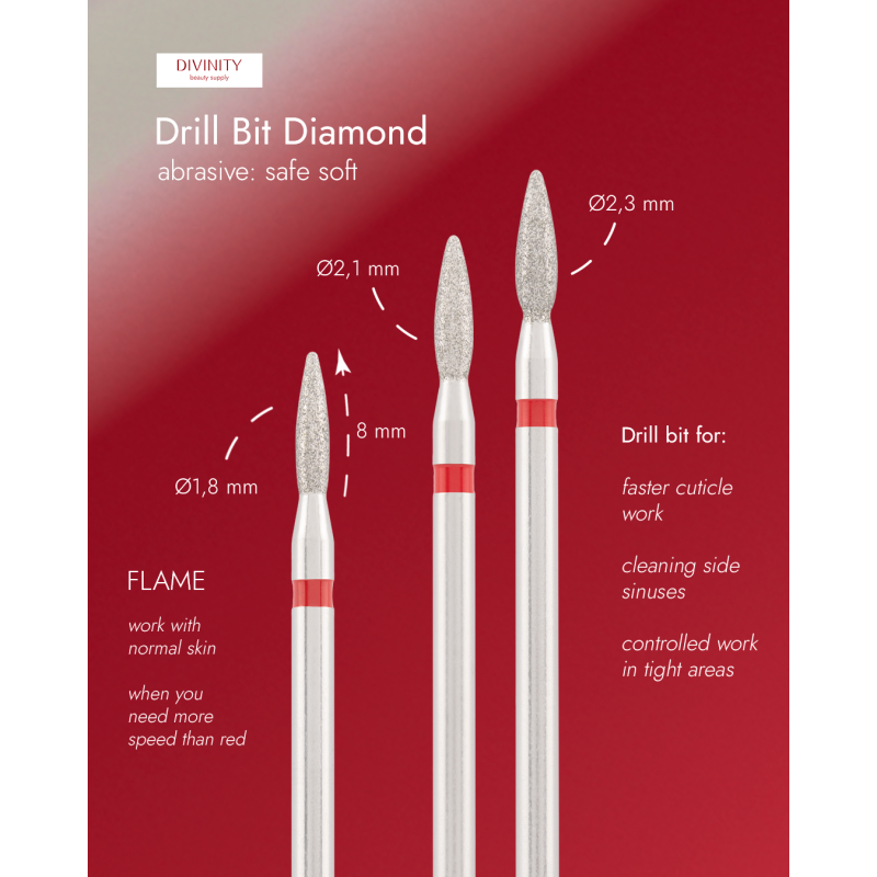 Φρέζα Διαμαντιού Divinity "Flame Safe" Red Ø2,1 mm – L 8,0 mm