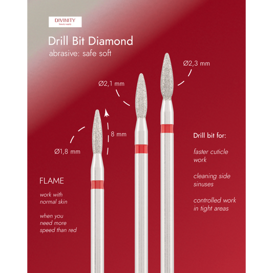 Divinity Diamond Bit "Flame Safe" Red Ø2.1 mm – L 8.0 mm