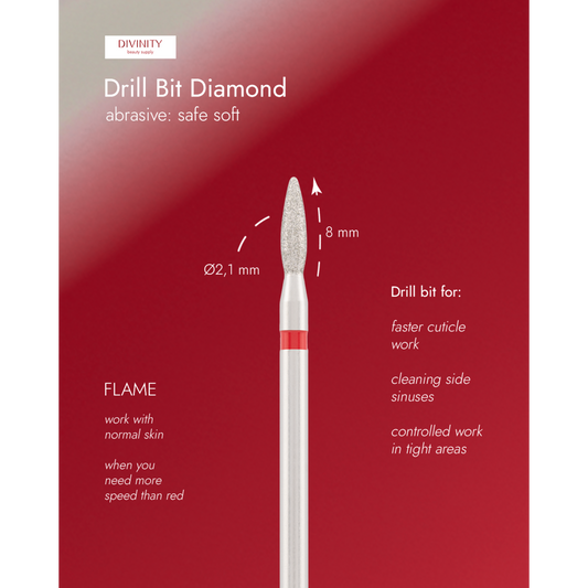 Divinity Diamond Bit "Flame Safe" Red Ø2.1 mm – L 8.0 mm