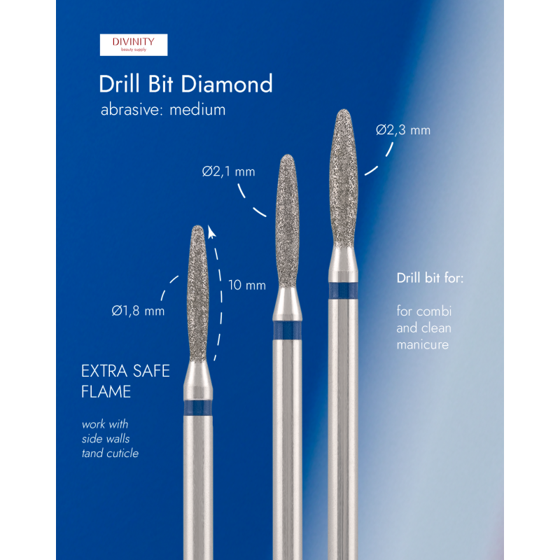 Divinity Diamond Bit "Flame Extra Safe" Blue Ø2.3 mm – L 10.0 mm