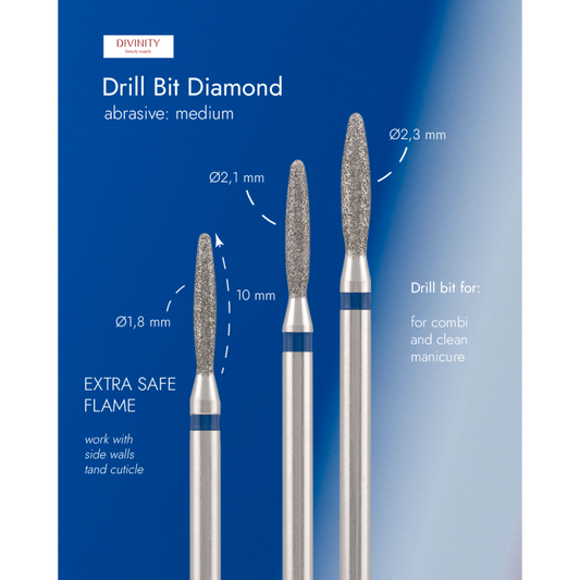 Divinity Diamond Bit "Flame Extra Safe" Blue Ø2.3 mm – L 10.0 mm
