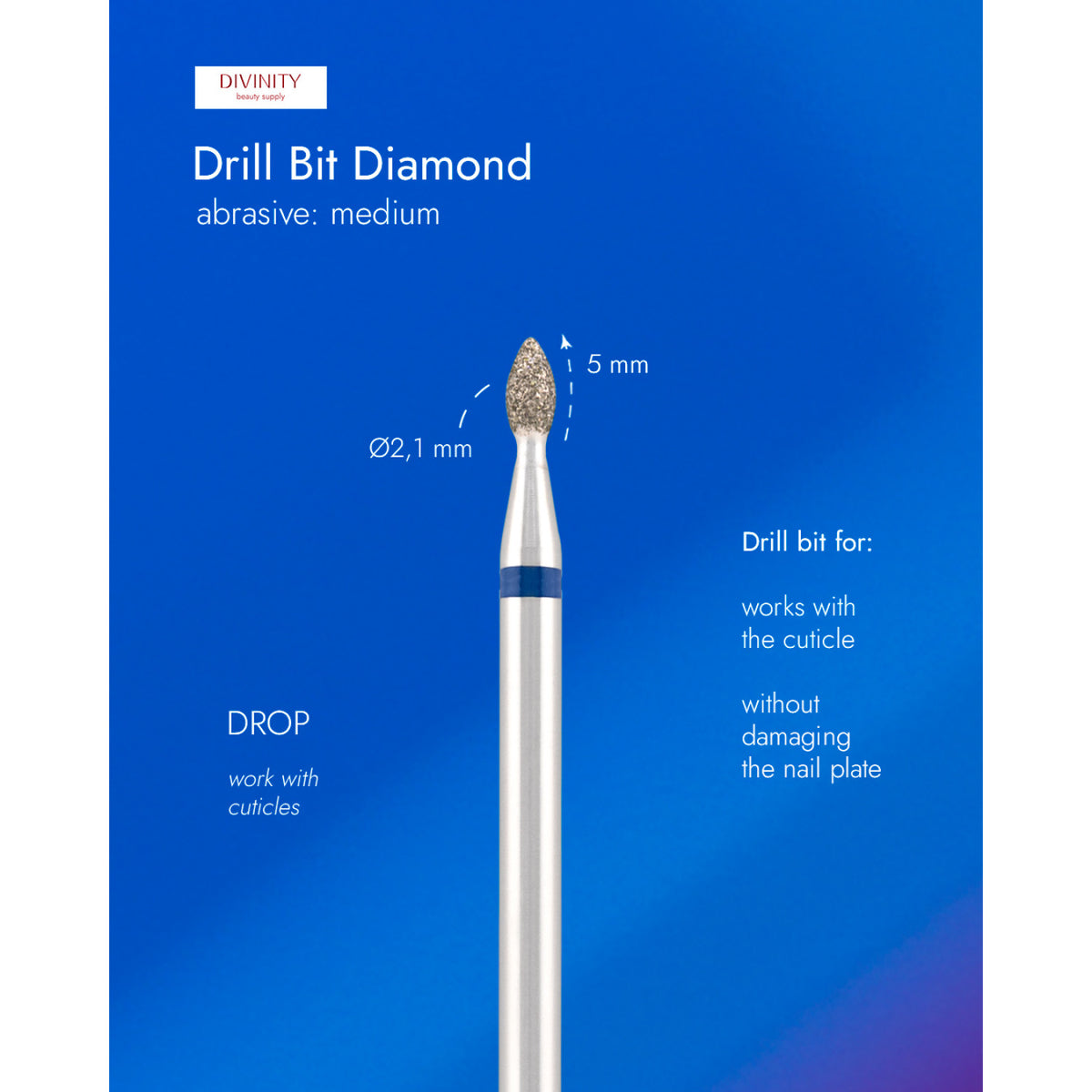 Φρέζα Διαμαντιού Divinity "Drop" Blue Ø2,1 mm – L 5,0 mm