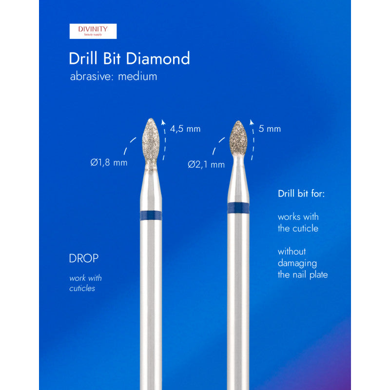 Divinity Diamond Bit "Drop" Blue Ø1.8 mm – L 4.5 mm