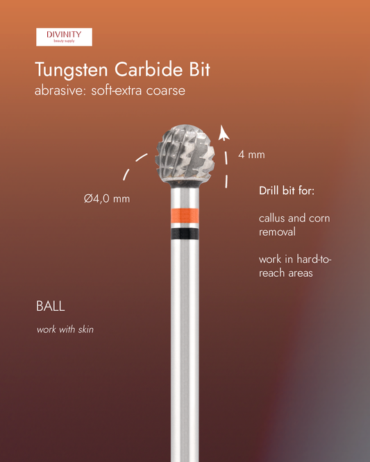 Divinity Tungsten carbide bit "ball" red-black, L-4,0 mm., Ø4,0 mm