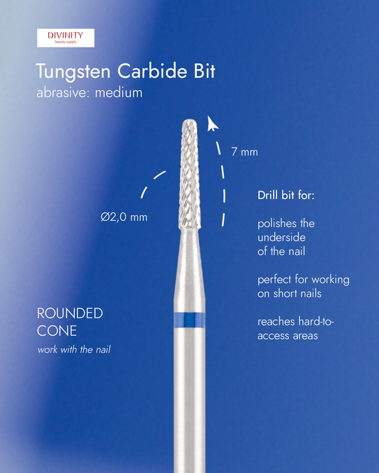 Divinity Tungsten Carbide Bit "Rounded Cone" Blue Ø2.0 mm – L 7.0 mm