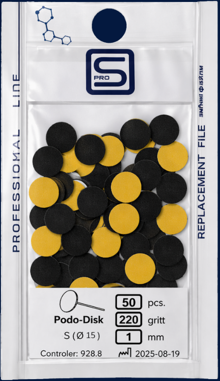 ProSteril Replacement File for the Podo-Disc 50pcs Ø 15 mm (1 mm) 220 grit 50pcs
