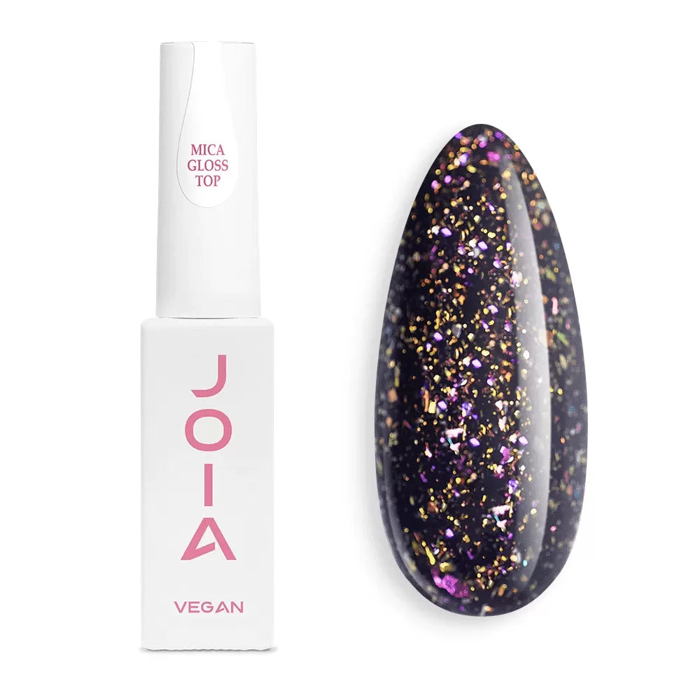 Top with holographic mica. Mica Gloss Top JOIA vegan, 8 ml