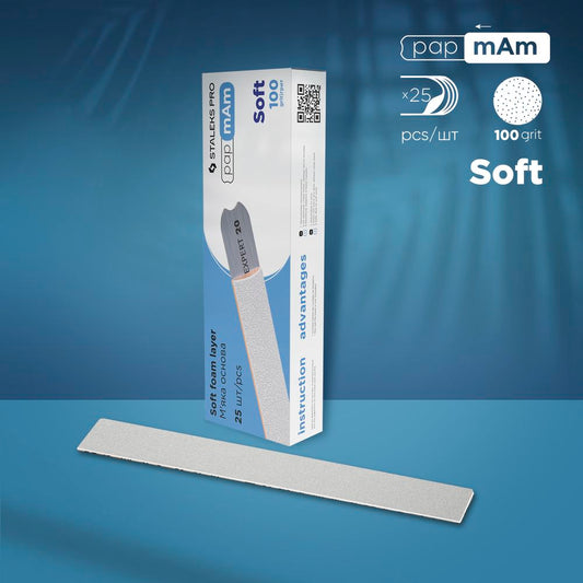 Disposable white files papmAm on soft foam layer EXPERT 20 100 grit (25 pcs)