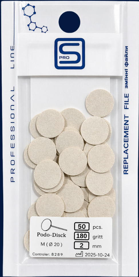 ProSteril Replacement Files for the metal base  Podo-Disk M ( Ø 20 mm ) ( 2 mm ) white 180 grit