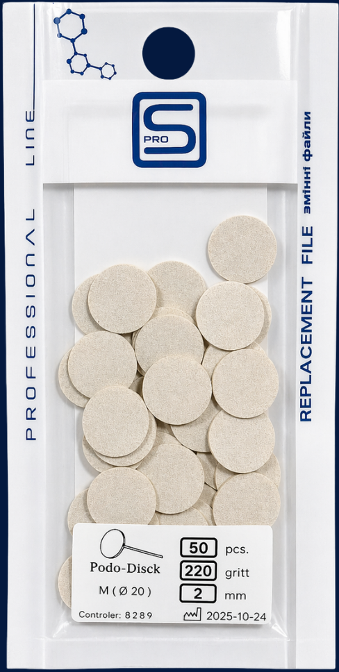 ProSteril Replacement Files for the metal base  Podo-Disk M ( Ø 20 mm ) ( 2 mm ) white 220 grit