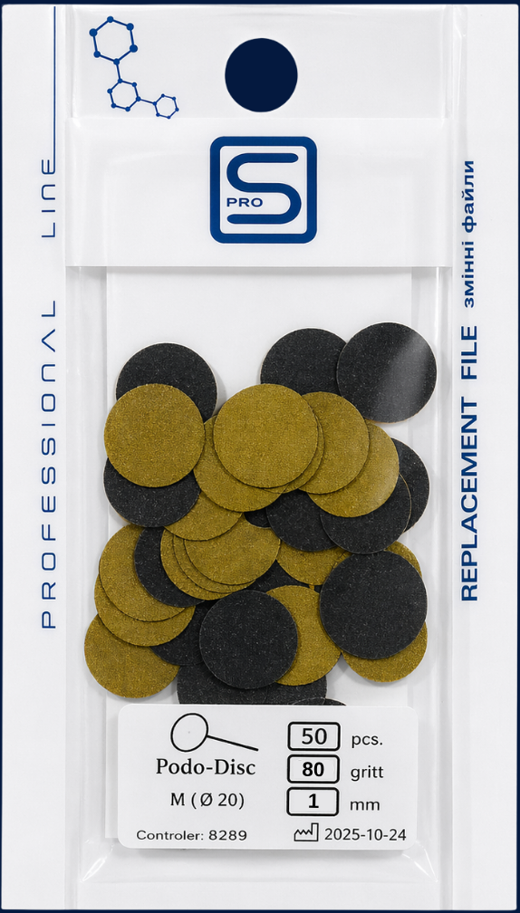 ProSteril Replacement File for the Podo-Disc 50pcs Ø 20 mm (1 mm) 80 grit 50pcs