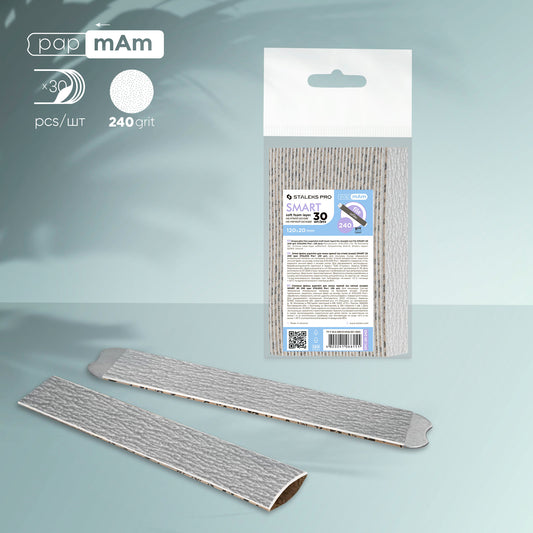 Disposable files papmAm (soft base) for straight nail file Staleks Pro Smart 20, 240 grit (30 pcs)